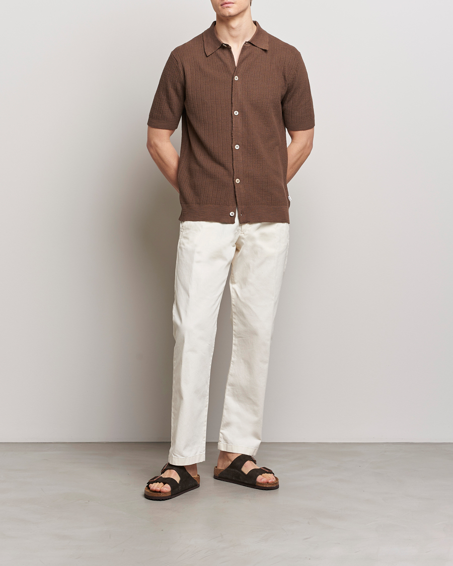 Uomini | Camicie | NN07 | Nolan Knitted Shirt Sleeve Shirt Cocoa Brown