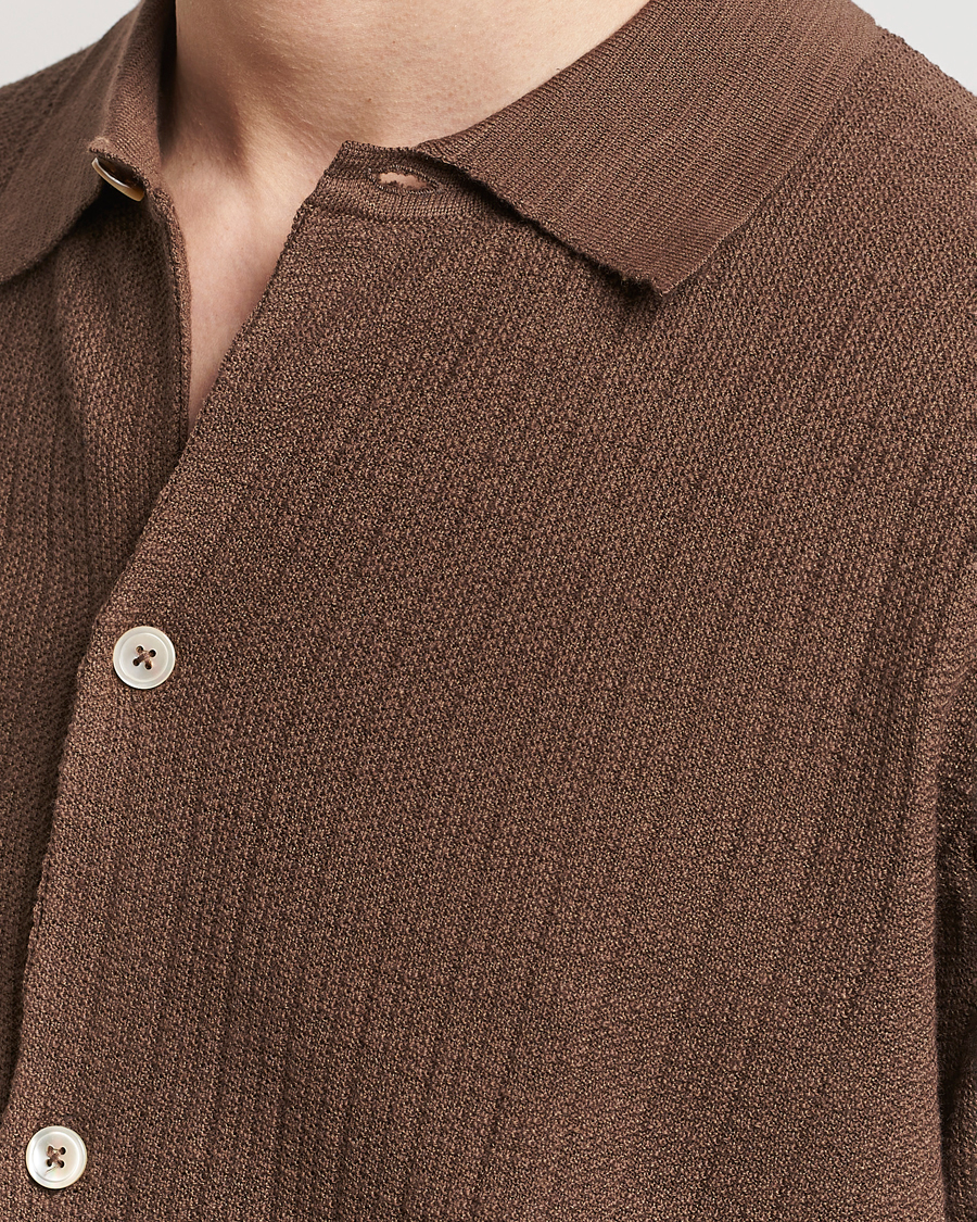 Uomini | Camicie | NN07 | Nolan Knitted Shirt Sleeve Shirt Cocoa Brown