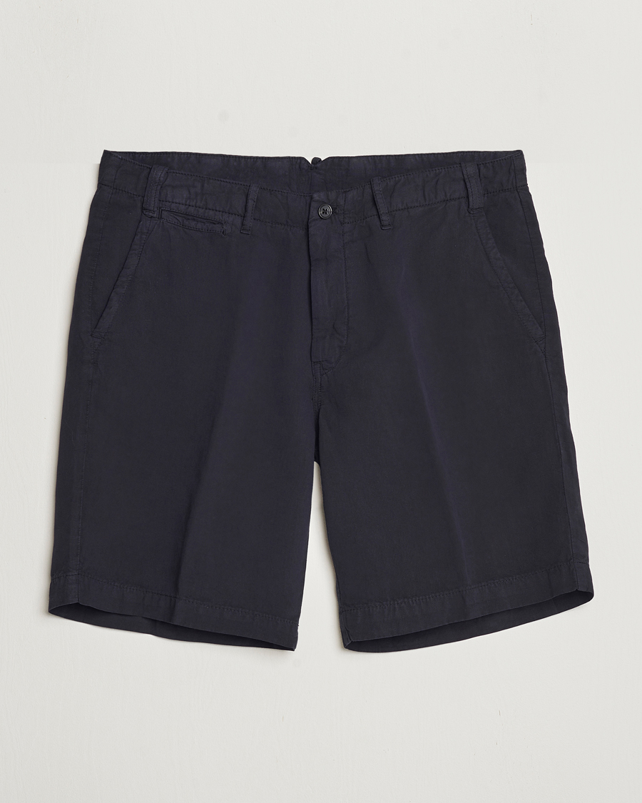 Uomini | Pantaloncini | Oscar Jacobson | Poggio Washed Linen Shorts Navy