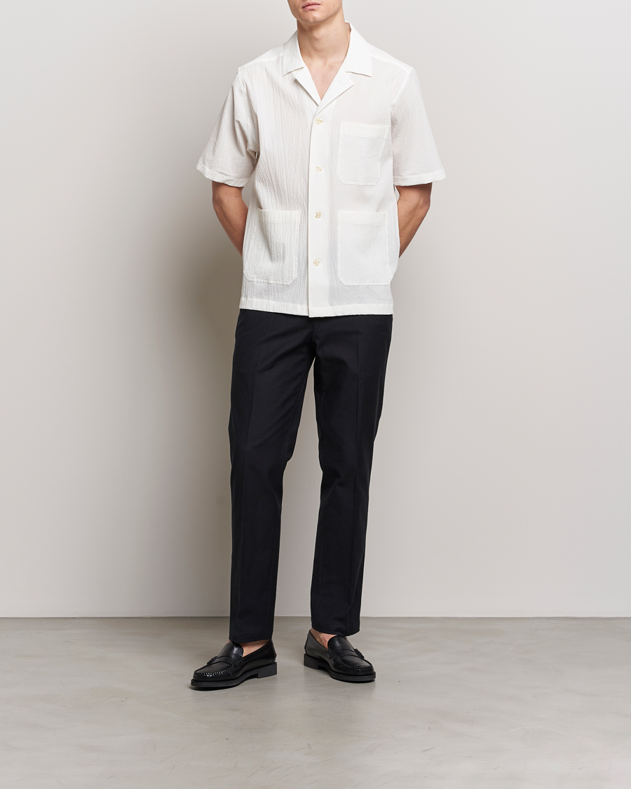 Uomini | Camicie | Oscar Jacobson | Hanks Reg Seersucker Shirt White