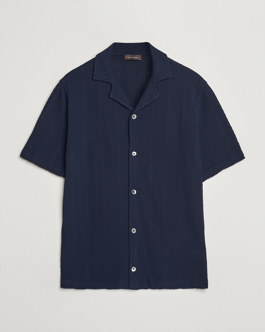 Uomini | Camicie | Oscar Jacobson | Mattis Reg Knitted Shirt Navy