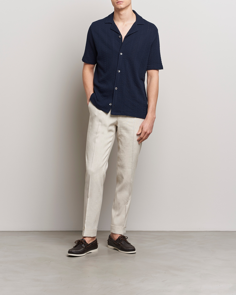 Uomini | Camicie | Oscar Jacobson | Mattis Reg Knitted Shirt Navy