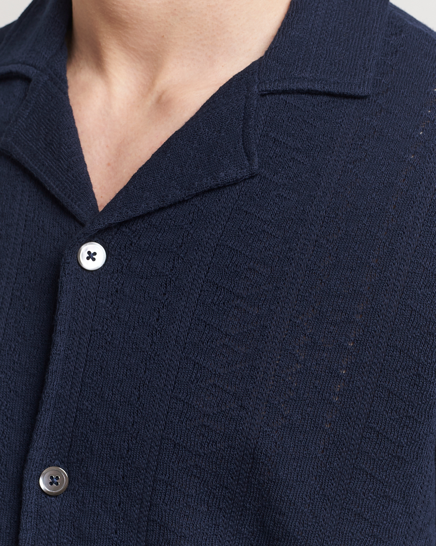 Uomini | Camicie | Oscar Jacobson | Mattis Reg Knitted Shirt Navy
