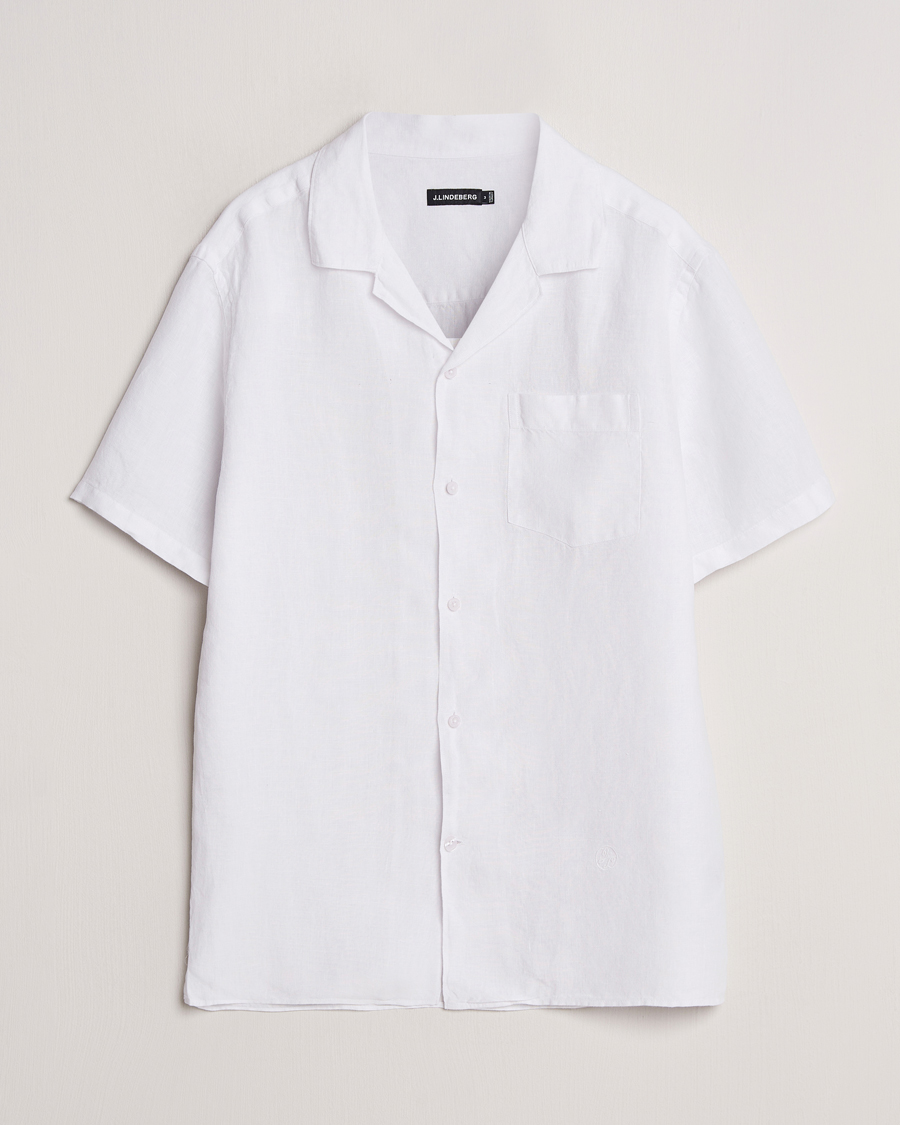 Uomini | Camicie | J.Lindeberg | Elio Linen Melange Shirt White
