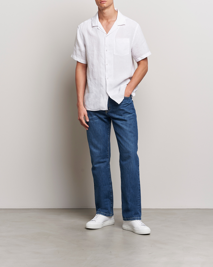 Uomini | Camicie | J.Lindeberg | Elio Linen Melange Shirt White