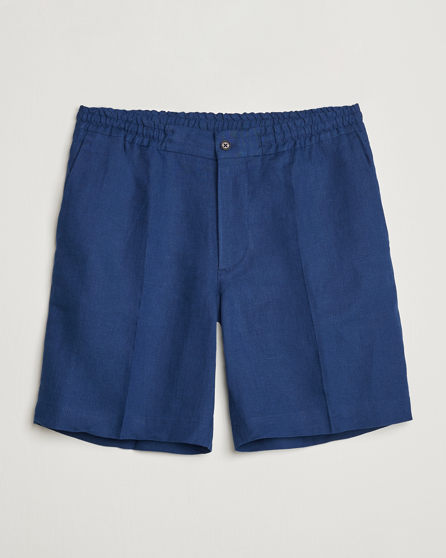 Uomini | Pantaloncini | J.Lindeberg | Baron Linen Shorts Estate Blue