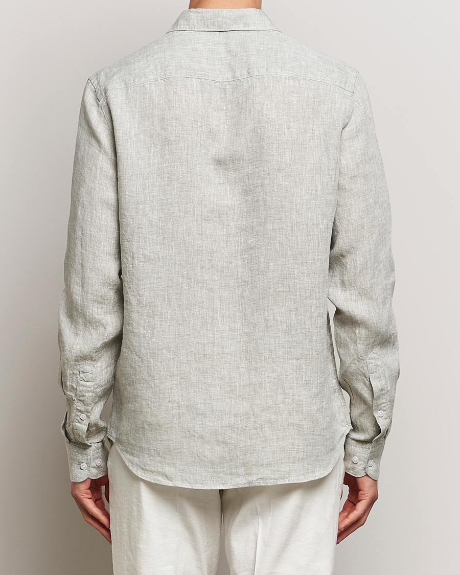 Uomini | Camicie | J.Lindeberg | Slim Linen Melange Shirt Oil Green