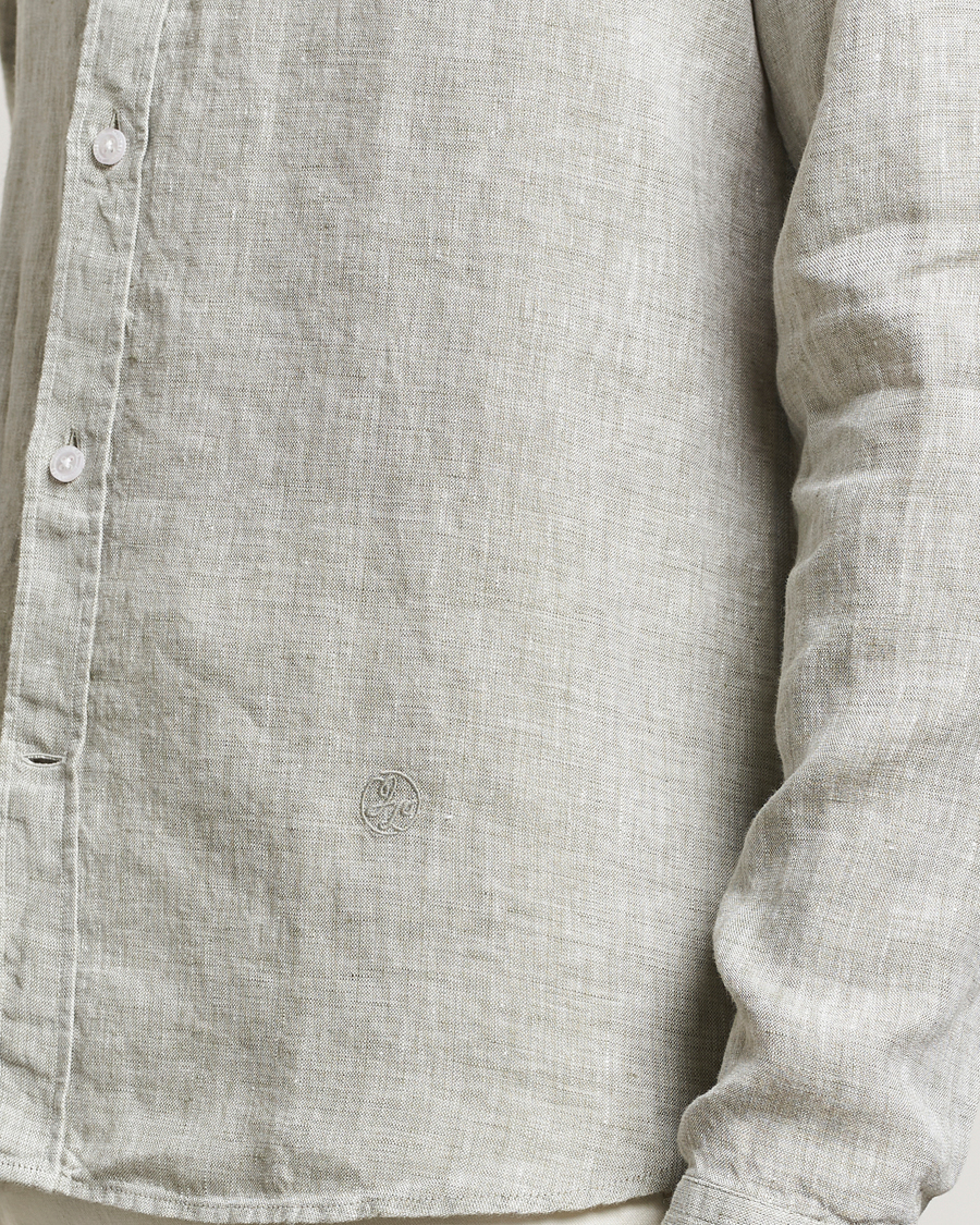 Uomini | Camicie | J.Lindeberg | Slim Linen Melange Shirt Oil Green