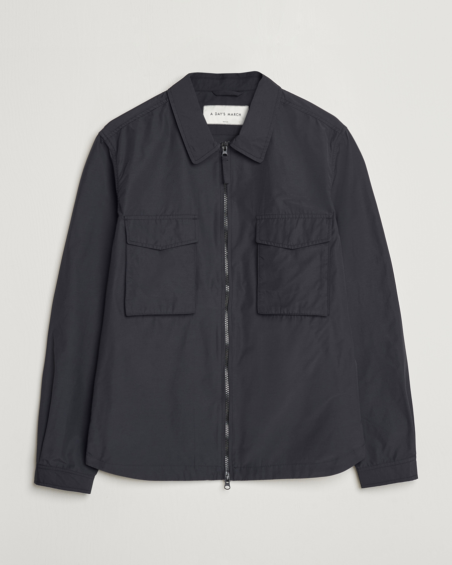 Uomini | Camicie | A Day's March | Buxton Nylon Overshirt Black