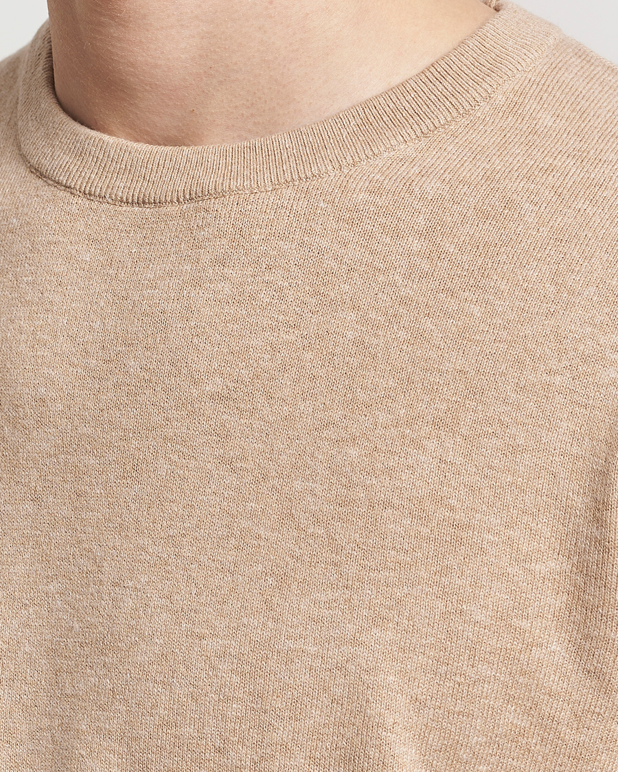 Uomini | Maglieria | A Day's March | Alagon Cotton/Linen Crew Khaki