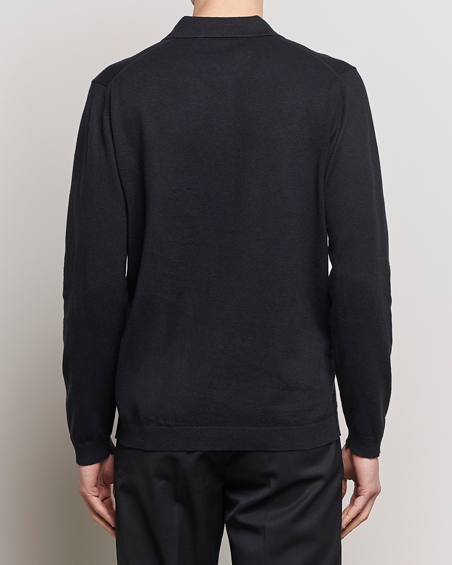 Uomini | Maglieria | A Day's March | Ambroz Cotton/Linen Polo Black