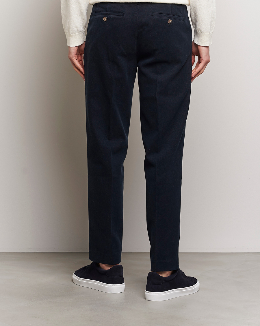 Uomini | Pantaloni | A Day's March | Miller Cotton/Lyocell Trousers Navy
