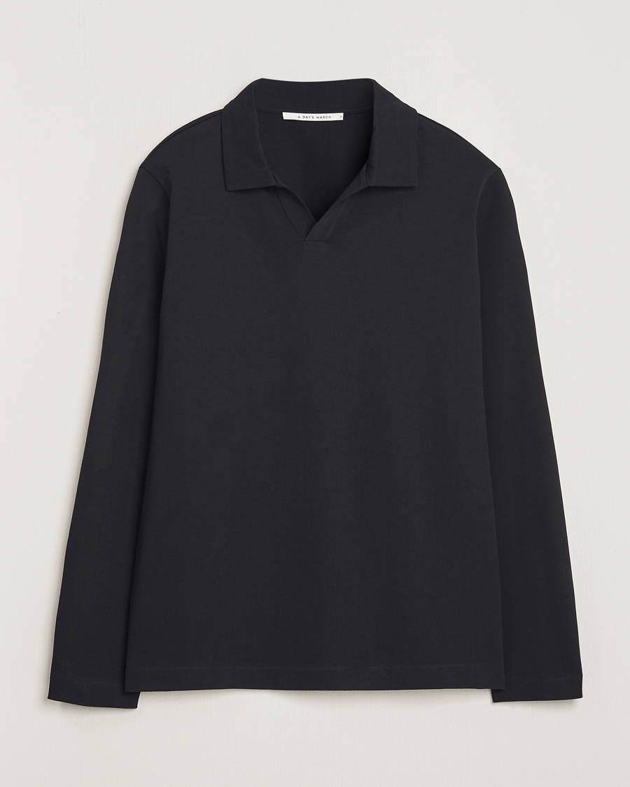 Uomini | Maglieria | A Day's March | Branford Long Sleeve Polo Black