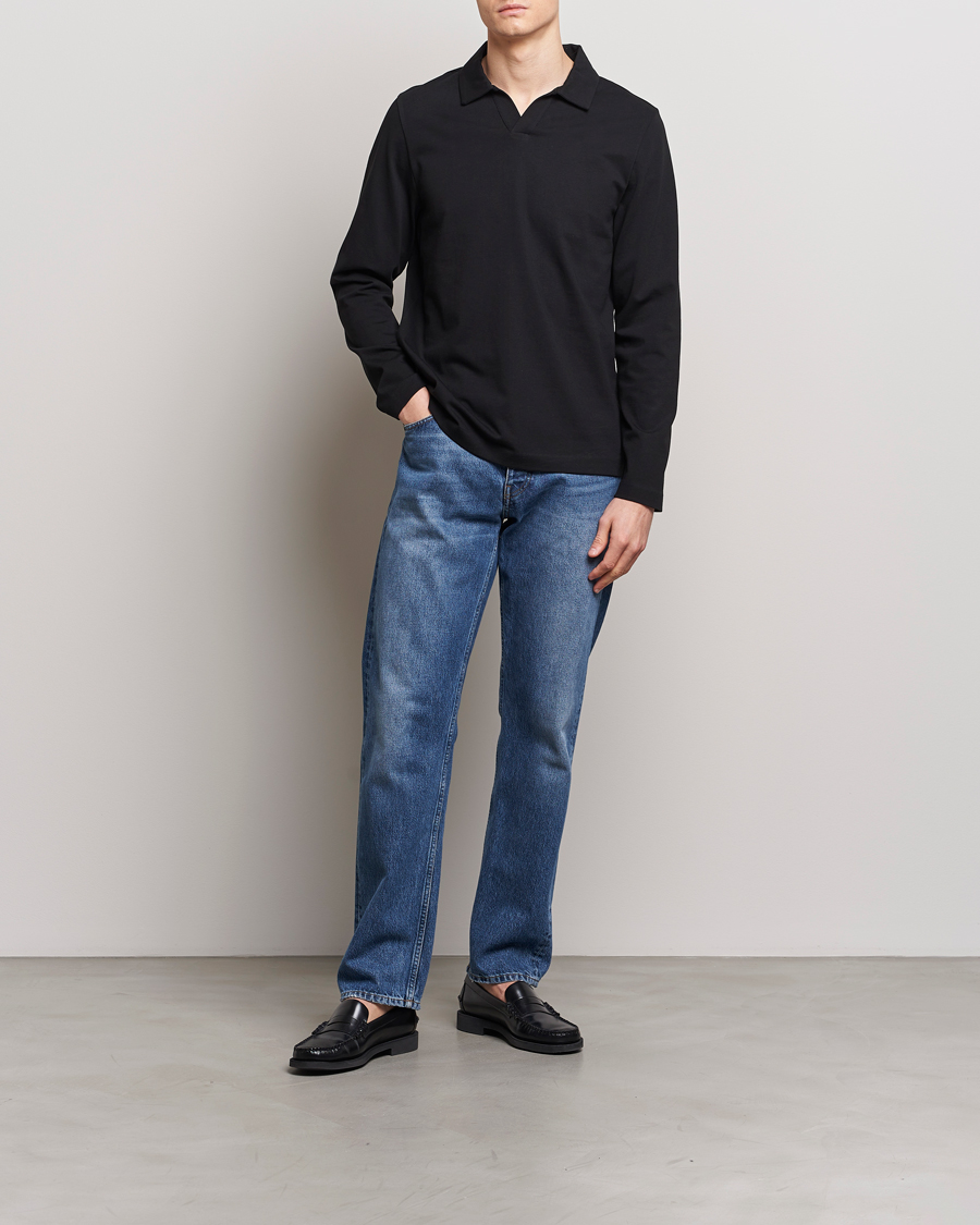 Uomini | Maglieria | A Day's March | Branford Long Sleeve Polo Black