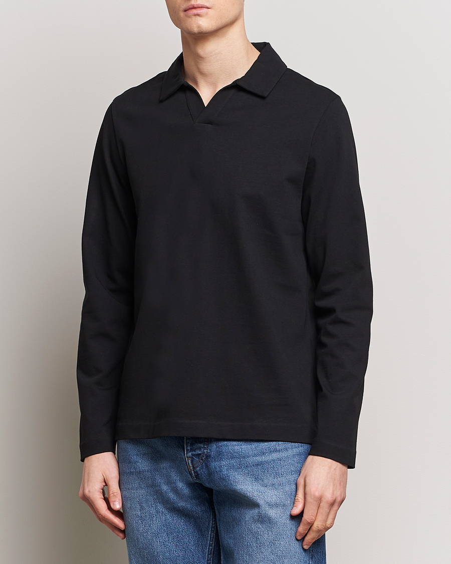 Uomini | Maglieria | A Day's March | Branford Long Sleeve Polo Black