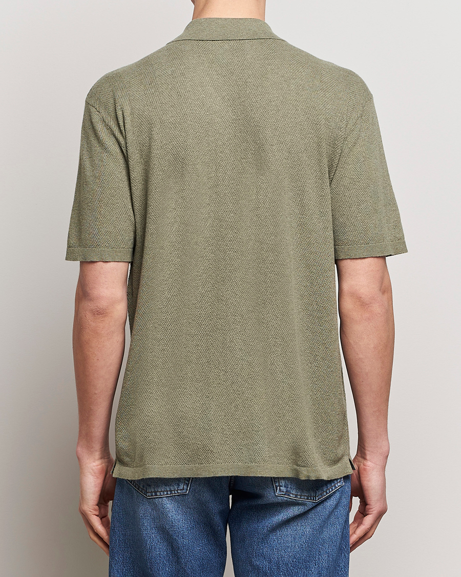 Uomini | Camicie | A Day's March | Yamu Knitted Herringbone Shirt Olive