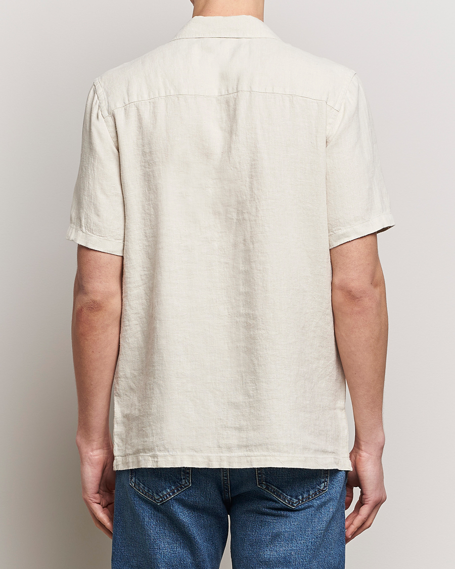 Uomini | Camicie | A Day's March | Yamu Linen Short Sleeve Shirt Sand