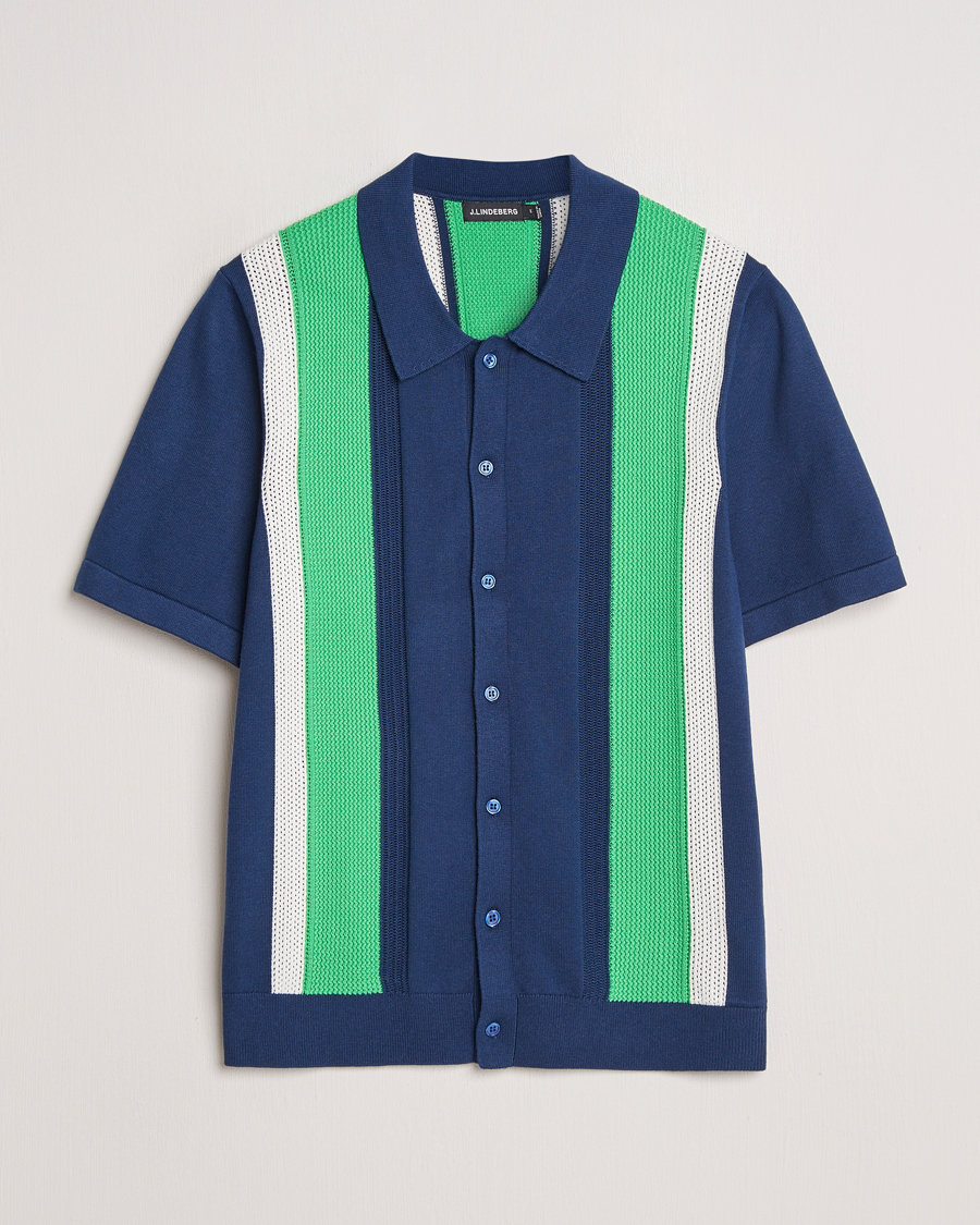 Uomini | Camicie | J.Lindeberg | Reymond Structure Knit Estate Blue