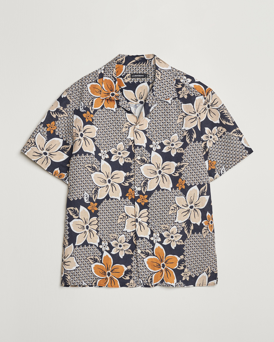 Uomini | Camicie | J.Lindeberg | Elio Linen Island Floral Shirt Island Floral Mix