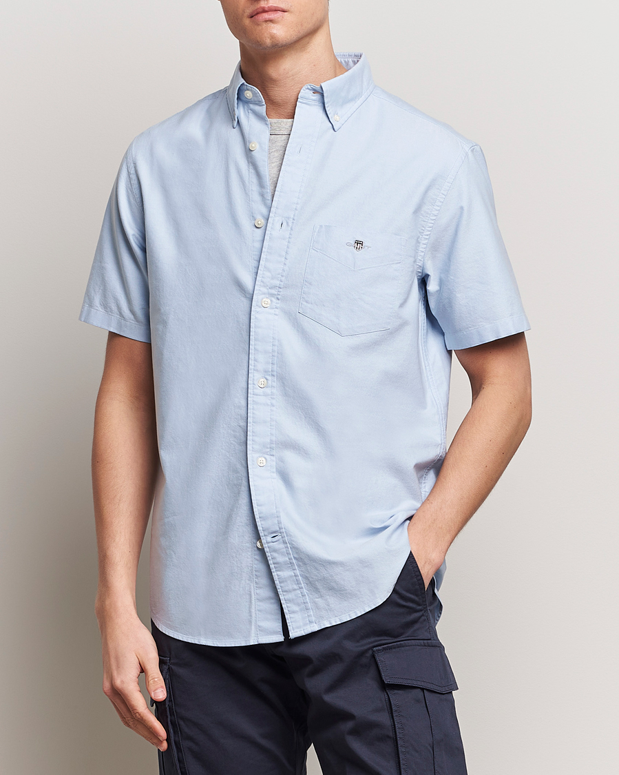 Uomini | Camicie | Gant | Regular Short Sleeve Oxford Shirt Light Blue