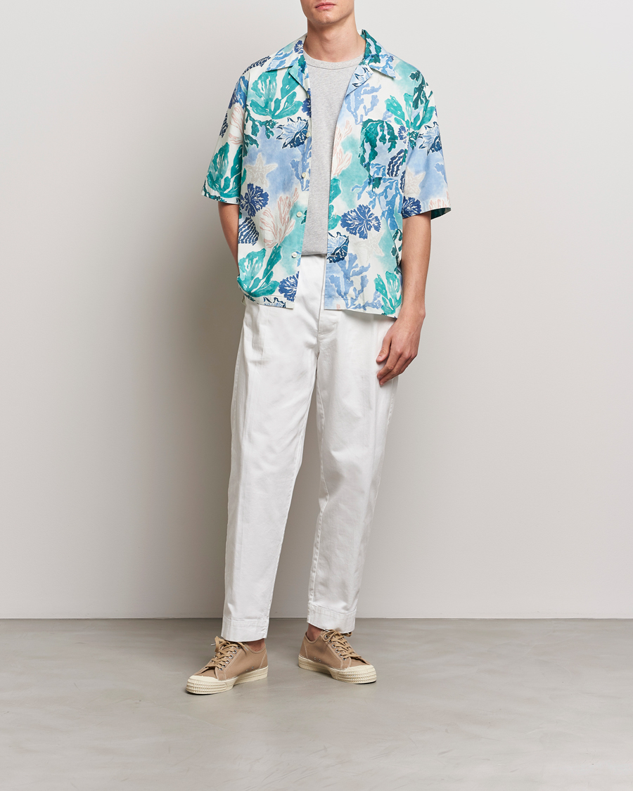 Uomini | Camicie | Gant | Camp Collar Sea Print Short Sleeve Shirt Rich Blue