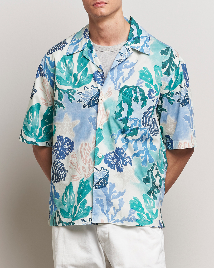 Uomini | Camicie | Gant | Camp Collar Sea Print Short Sleeve Shirt Rich Blue