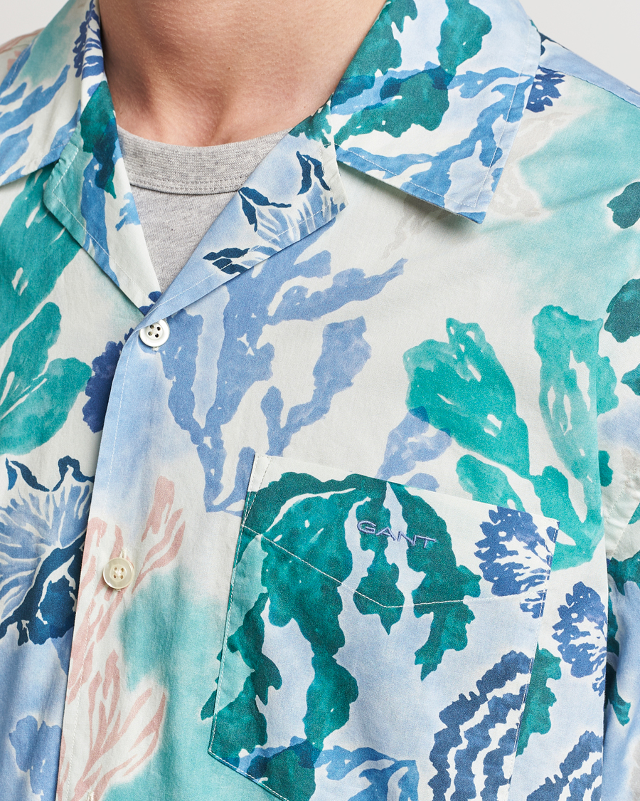 Uomini | Camicie | Gant | Camp Collar Sea Print Short Sleeve Shirt Rich Blue