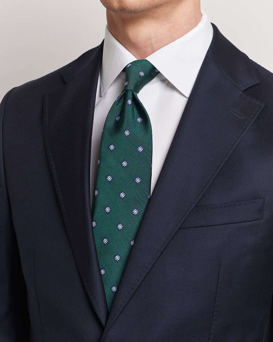 Uomini | E. Marinella 3-Fold Jacquard Silk Tie Dark Green | E. Marinella | 3-Fold Jacquard Silk Tie Dark Green