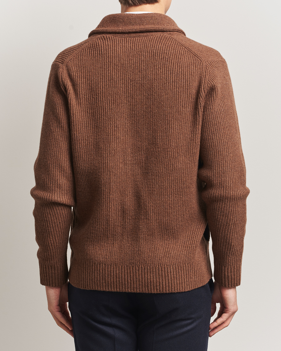 Uomini | Maglieria | Charles Tyrwhitt | Chunky Merino Shawl Neck Cardigan Toffee