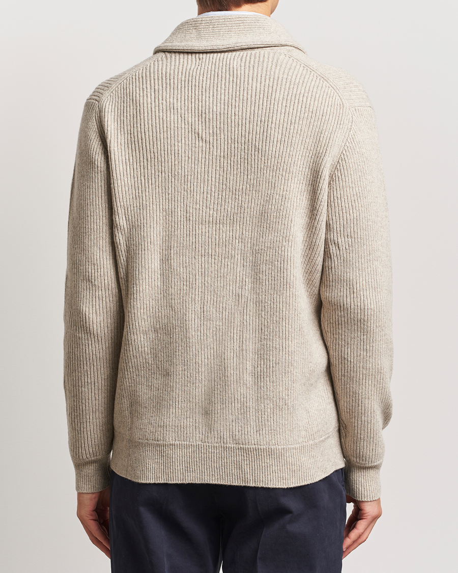 Uomini | Maglieria | Charles Tyrwhitt | Chunky Merino Shawl Neck Cardigan Oatmeal