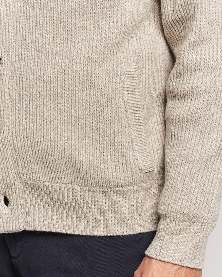 Uomini | Maglieria | Charles Tyrwhitt | Chunky Merino Shawl Neck Cardigan Oatmeal