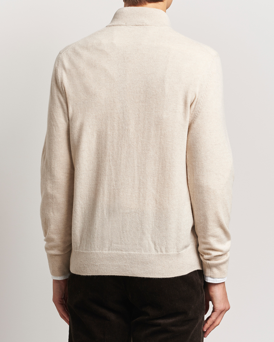 Uomini | Maglieria | Charles Tyrwhitt | Pure Cashmere Zip Neck Jumper Cream