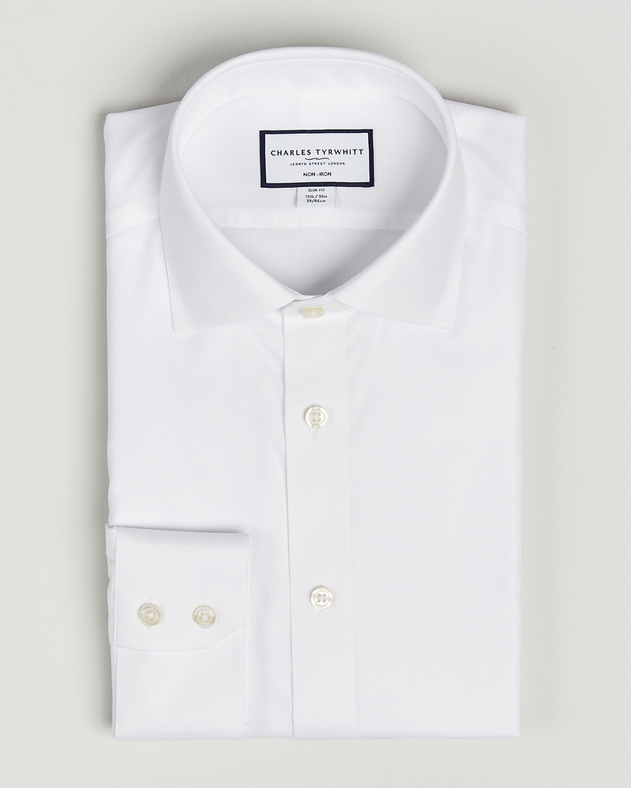 Uomini | Camicie | Charles Tyrwhitt | Slim Fit Non Iron Cotton Twill Shirt White
