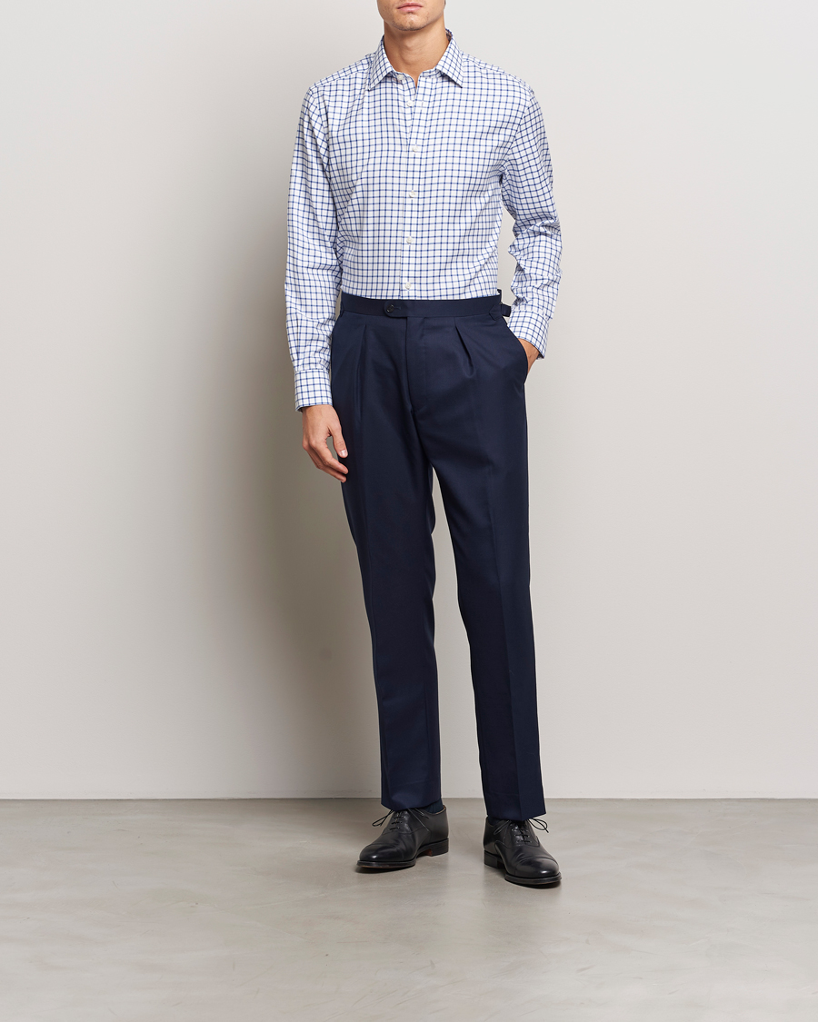 Uomini | Camicie | Charles Tyrwhitt | Slim Fit Non Iron Grid Check Shirt Royal Blue