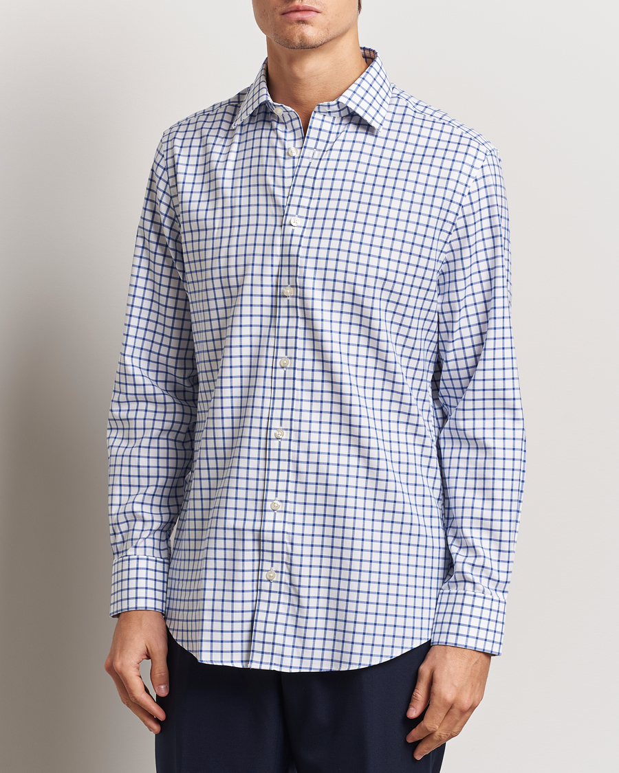 Uomini | Camicie | Charles Tyrwhitt | Slim Fit Non Iron Grid Check Shirt Royal Blue