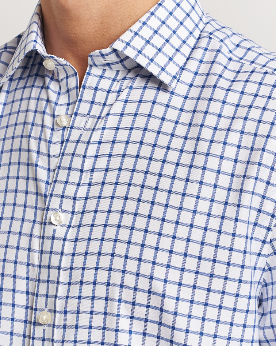 Uomini | Camicie | Charles Tyrwhitt | Slim Fit Non Iron Grid Check Shirt Royal Blue