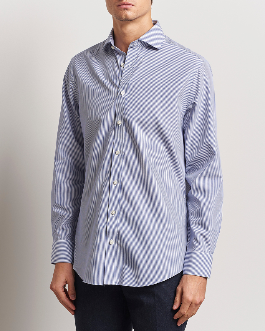 Uomini | Camicie | Charles Tyrwhitt | Slim Fit Non Iron Bengal Stripe Poplin Shirt Navy