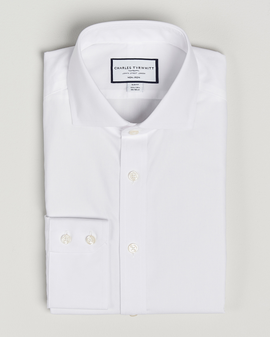 Uomini | Camicie | Charles Tyrwhitt | Slim Fit Non Iron Poplin Cut Away Shirt White