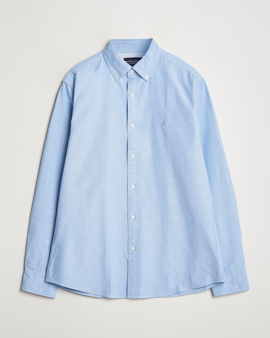 Uomini | Camicie | Charles Tyrwhitt | Button Down Stretch Oxford Shirt Sky Blue