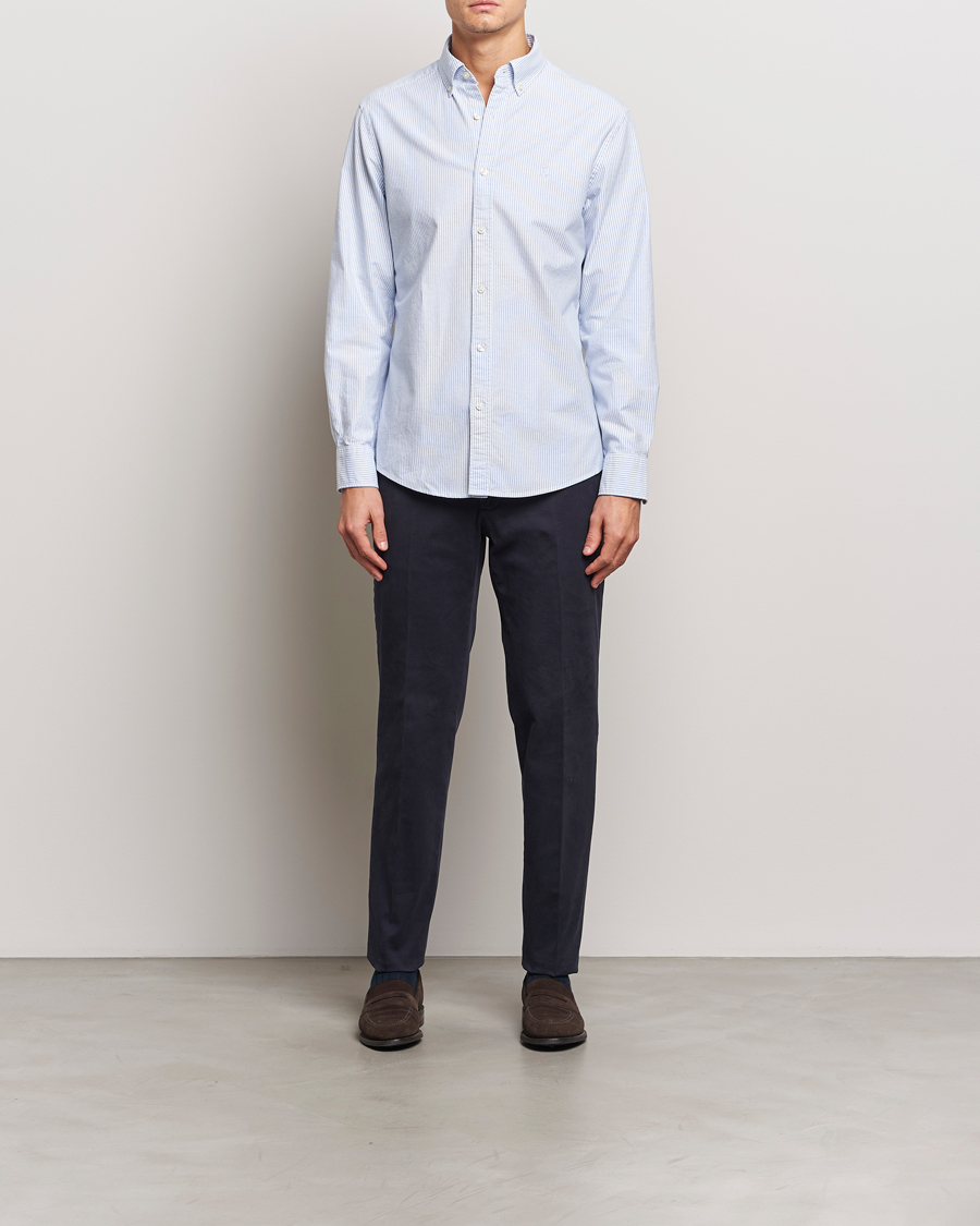 Uomini | Camicie | Charles Tyrwhitt | Button Down Stretch Oxford Shirt Blue/Whte