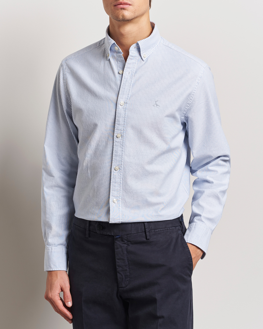 Uomini | Camicie | Charles Tyrwhitt | Button Down Stretch Oxford Shirt Blue/Whte