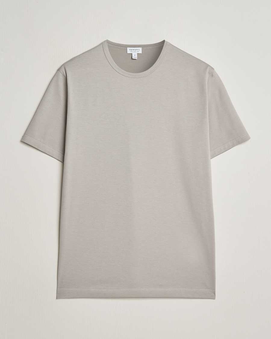 Uomini | T-shirt | Sunspel | Crew Neck Q82 Cotton T-Shirt Mid Grey