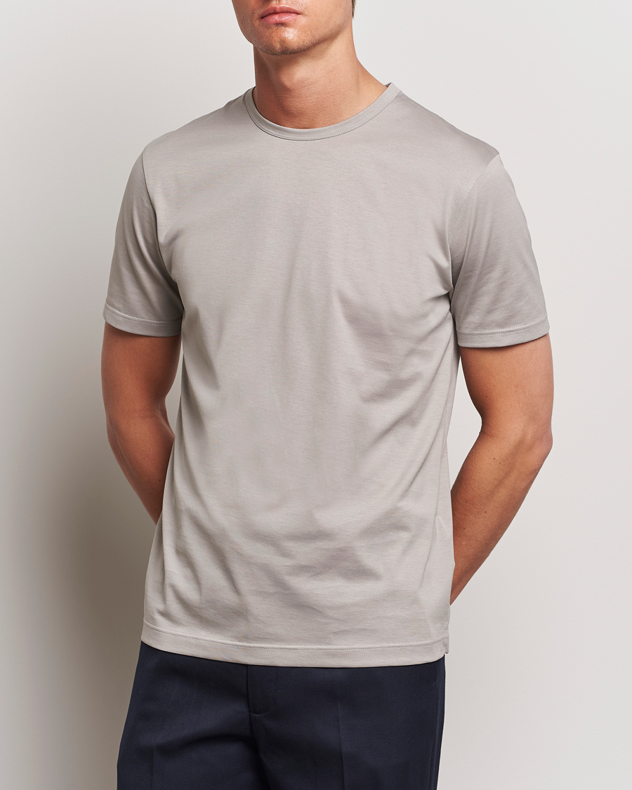 Uomini | T-shirt | Sunspel | Crew Neck Q82 Cotton T-Shirt Mid Grey