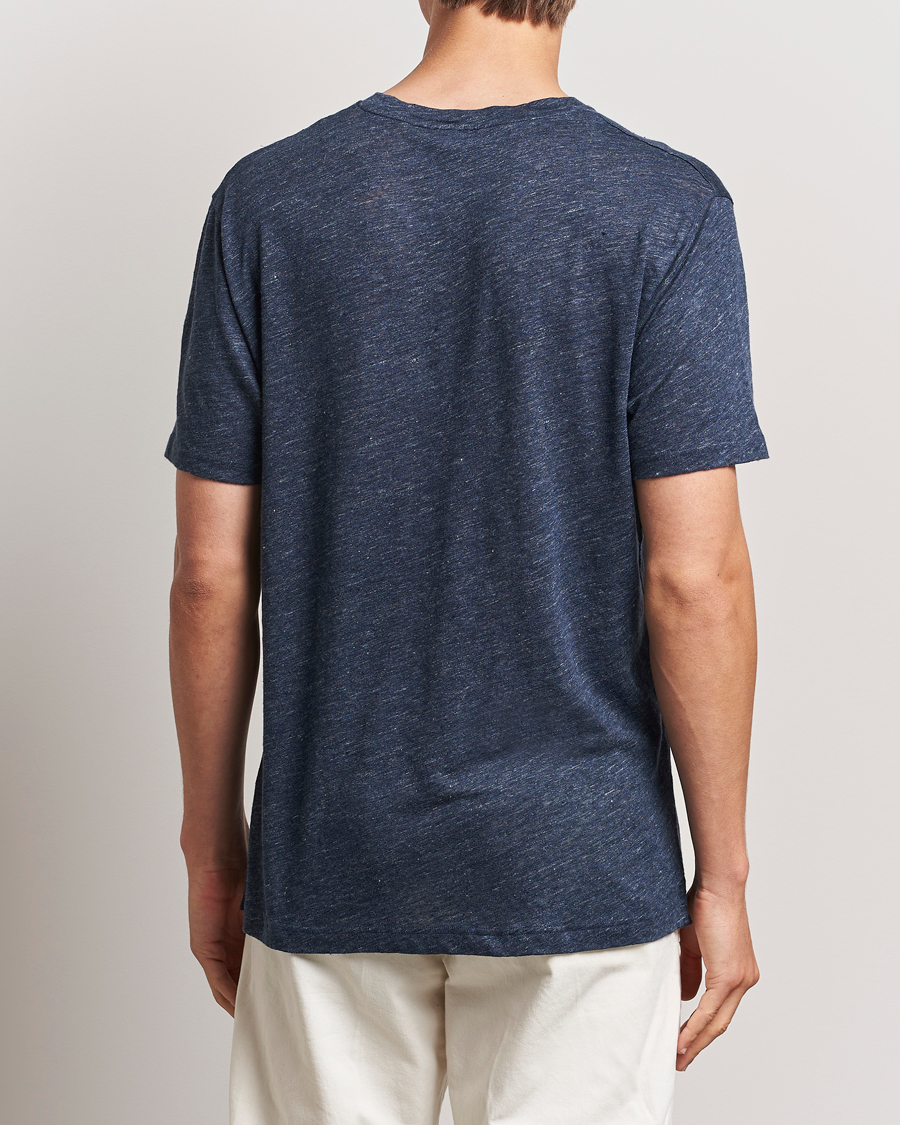 Uomini | T-shirt | Sunspel | Linen T-Shirt Navy Melange