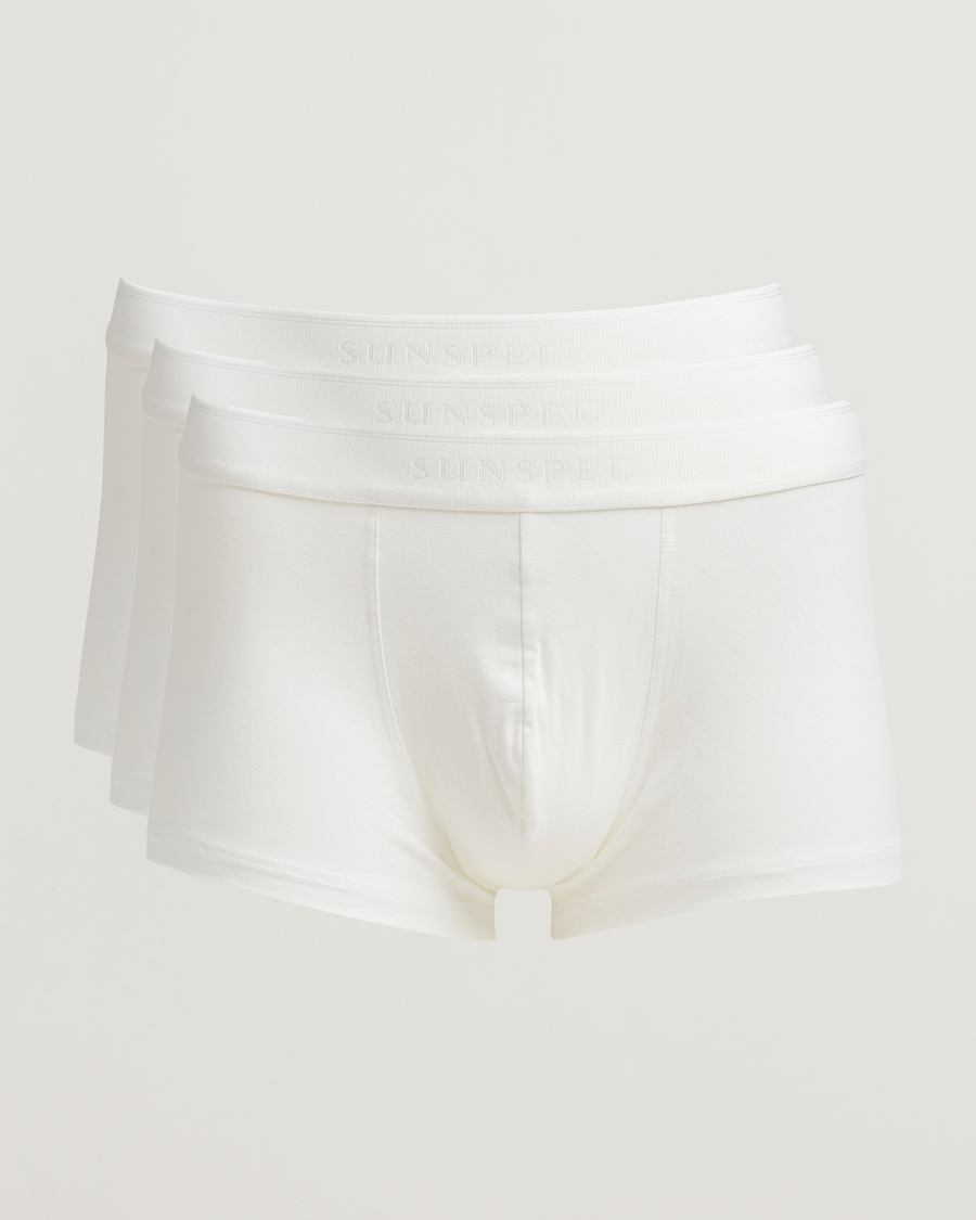 Uomini | Biancheria intima | Sunspel | 3-Pack Cotton Stretch Trunk White