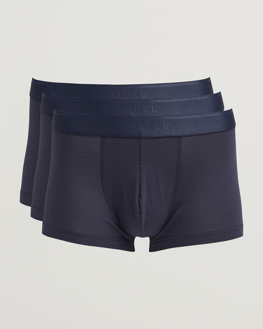 Uomini | Biancheria intima | Sunspel | 3-Pack Cotton Stretch Trunk Navy