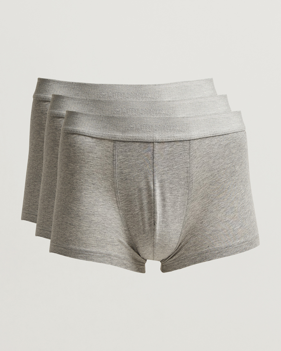Uomini | Biancheria intima | Sunspel | 3-Pack Cotton Stretch Trunk Grey