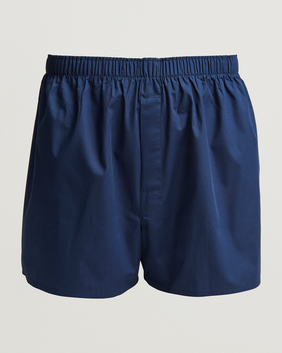Uomini | Biancheria intima | Sunspel | Classic Woven Cotton Boxer Shorts Navy