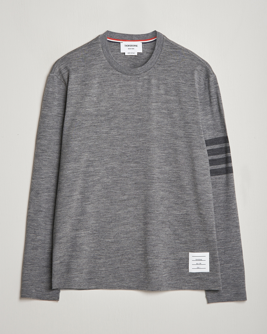 Uomini | T-shirt | Thom Browne | Long Sleeve Wool Jersey T-Shirt Medium Grey