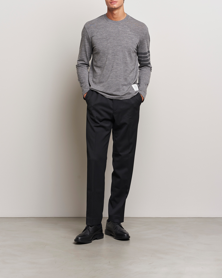 Uomini | T-shirt | Thom Browne | Long Sleeve Wool Jersey T-Shirt Medium Grey
